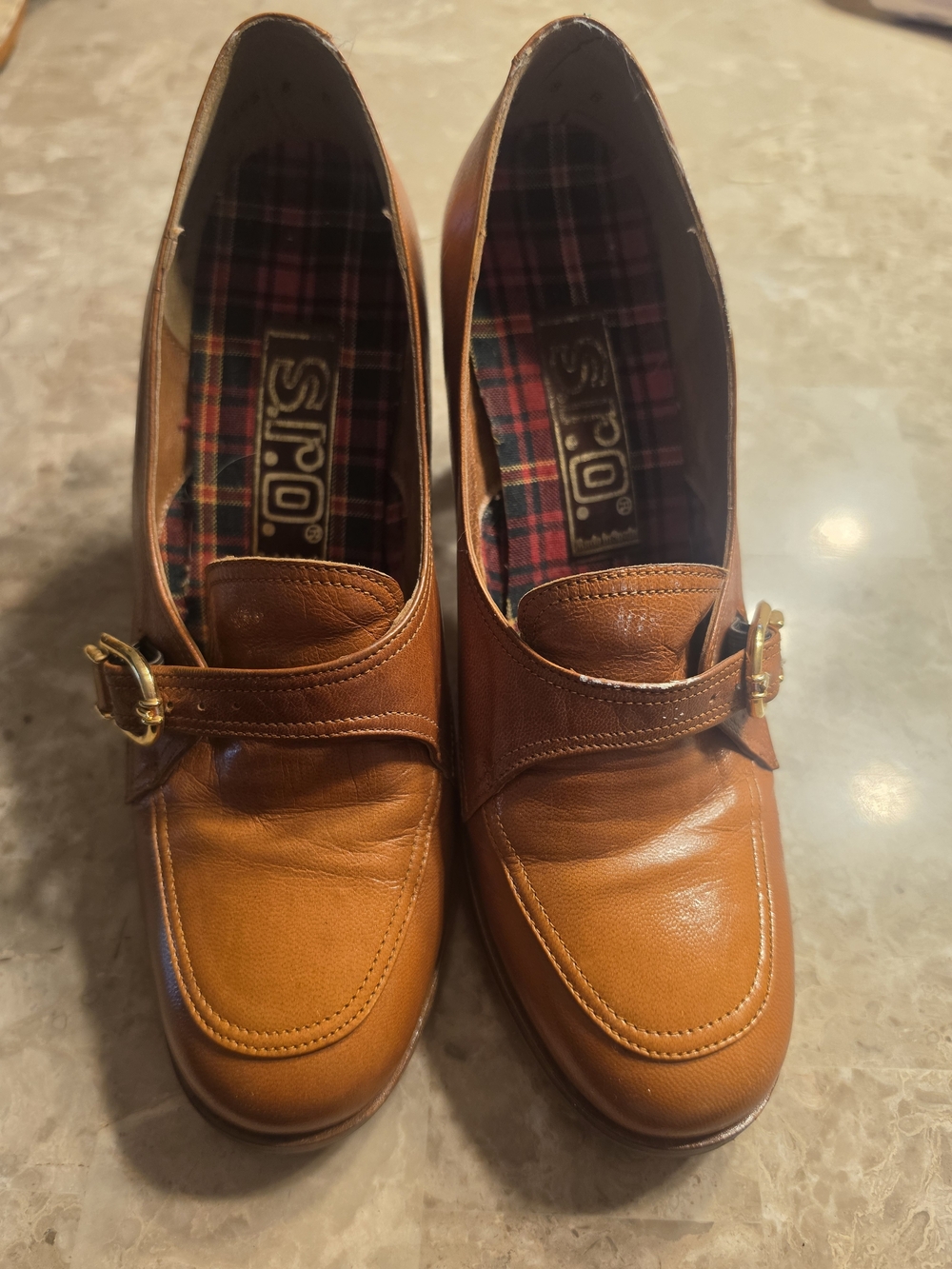 Women's Vinyage Tan Leather Buckle Loafers